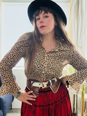 PRICE FIRM Y2K Dressbarn Brown Pleated Button Down Blouse | Size M/L